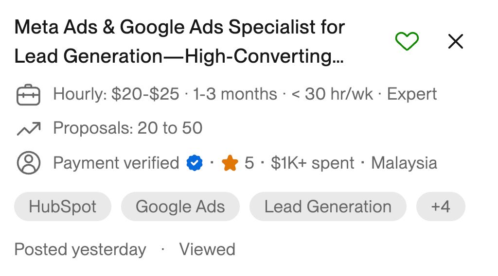 Vaga real para especialista em Meta Ads e Google Ads